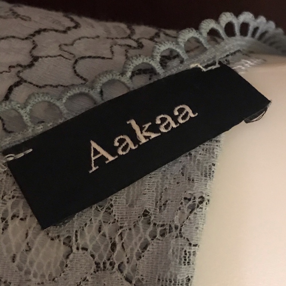 π Aakaa Blueish Grey Lace Flower Design Dress-Sm - Picture 6 of 8